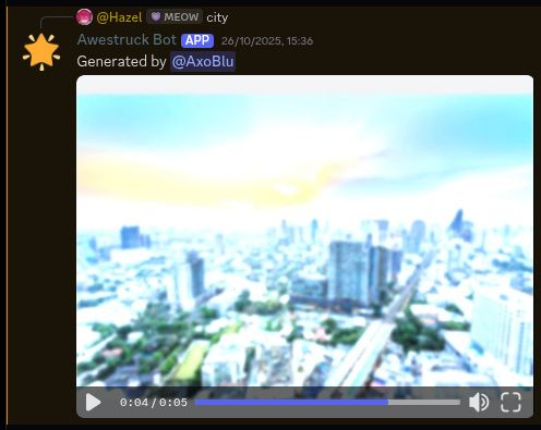 A photo of a video generated with awestruck bot