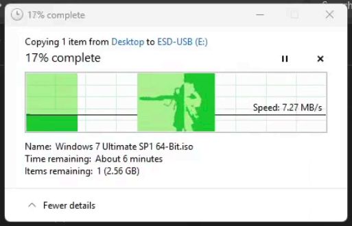 A photo of the copy dialog with the program running